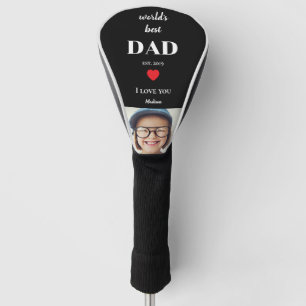 Worlds Best Dad I Love You Custom Kids Photo Black Golf Head Cover