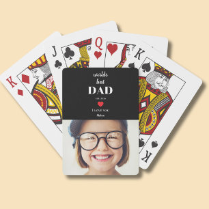 Worlds Best Dad I Love You Custom Kids Photo Black Playing Cards