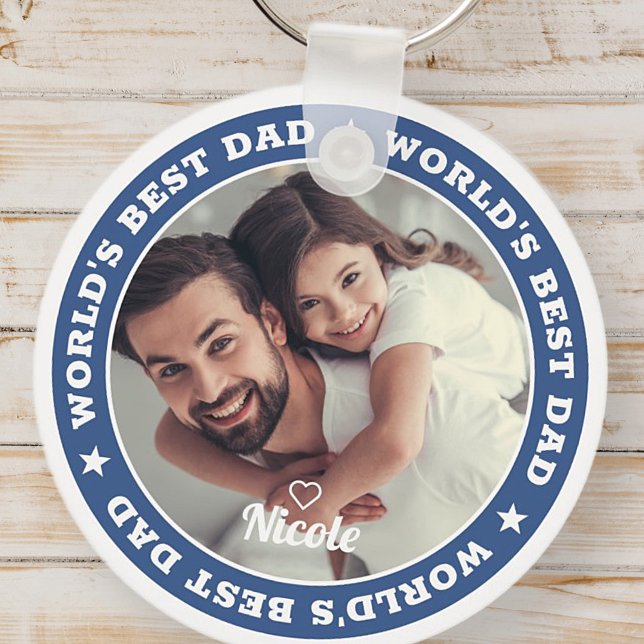 World's Best Dad Modern Custom Photo Keychain (Creator Uploaded)