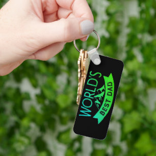 World's Best Dad Modern Green & Black Father's Day Keychain