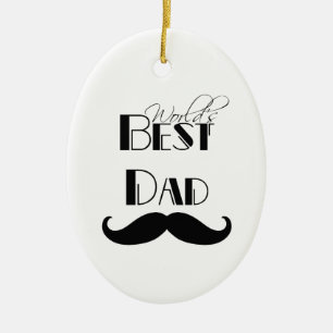 World's Best Dad Moustache Ceramic Ornament
