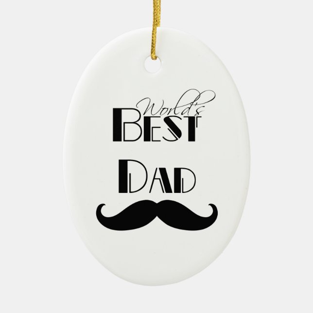 World's Best Dad Moustache Ceramic Ornament (Front)
