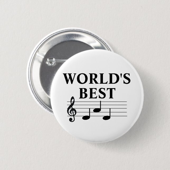 World's Best Dad Musician Music Note Treble Clef   2 Inch Round Button (Front & Back)