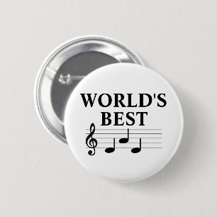 World's Best Dad Musician Music Note Treble Clef   2 Inch Round Button