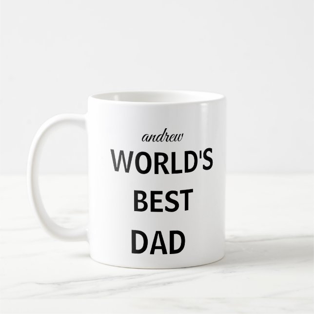 World's Best Dad Personalized name Coffee Mug (Left)