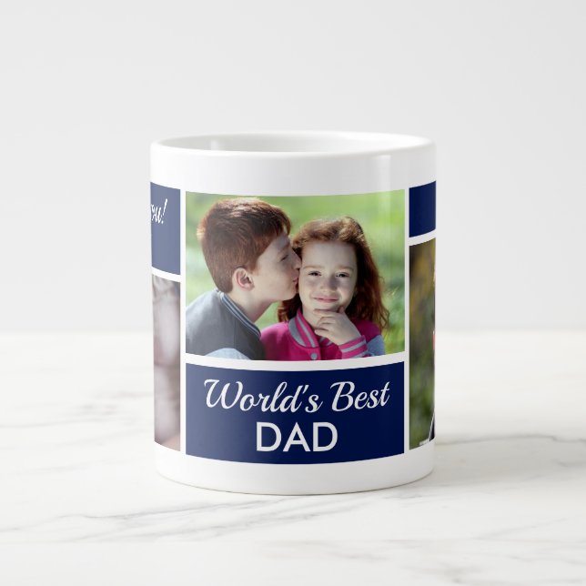 World's Best Dad Photo Collage Giant Coffee Mug (Front)