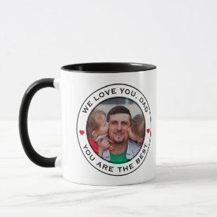 Worlds Best Dad Photo Heart Red White Black Text Mug