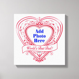 World's Best Dad! Photo Red Hearts Canvas Print