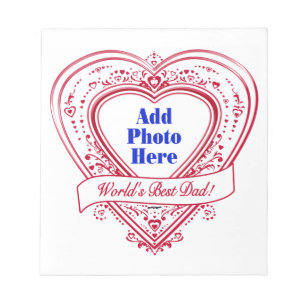 World's Best Dad! Photo Red Hearts Notepad