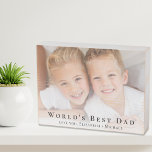 World's Best Dad Photo Wooden Box Sign<br><div class="desc">Give the world's best dad an elegant custom photo wooden box sign that he will treasure for years. You can personalize with a family photo,  personalize the expression "World's Best Dad" and how he is addressed (daddy,  papa,  etc.),  and add his children's names.</div>