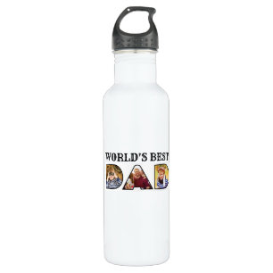 World's Best Dad Quote 3 Photo Collage 710 Ml Water Bottle