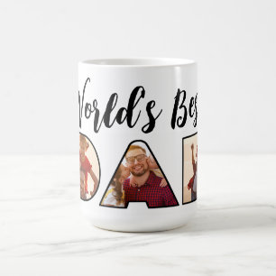 World's Best Dad Quote 3 Photo Collage Latte Mug