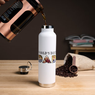World's Best Dad Quote 3 Photo Collage Water Bottle