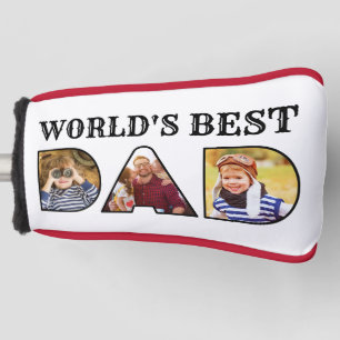 Worlds Best Dad Quote Modern 3 Photo Collage Golf Head Cover