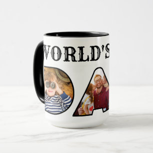 Worlds Best Dad Quote  Modern 3 Photo Collage Mug