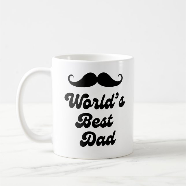 worlds best dad, retro script fathers day funny coffee mug (Left)