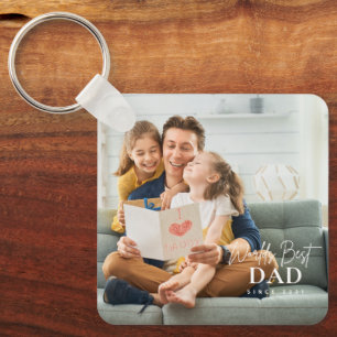 World's Best Dad Since 20XX Modern Photo Keychain