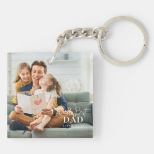 World's Best Dad Since 20XX Modern Photo Keychain