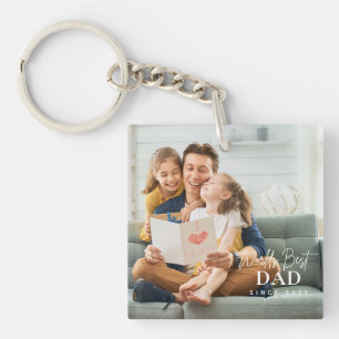 World's Best Dad Since 20XX Modern Photo Keychain