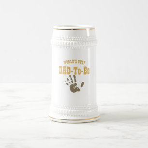 Worlds Best DAD-To-Be Hand Prints Customizable Beer Stein