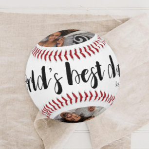 World's Best Dad Two Photo, Year, and Name Baseball