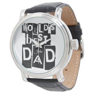 World's Best Dad Typography Add Name or Initials Watch
