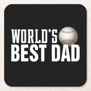 World's Best Dad Typography Baseball Coaster