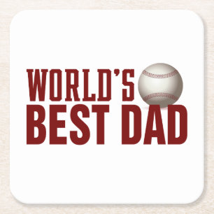 World's Best Dad Typography Baseball   Coaster