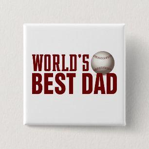 World's Best Dad Typography Baseball Pin Button