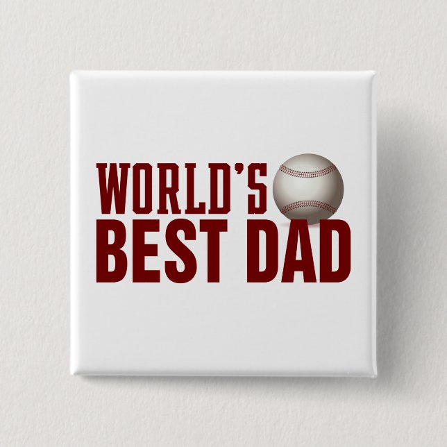 World's Best Dad Typography Baseball Pin Button (Front)