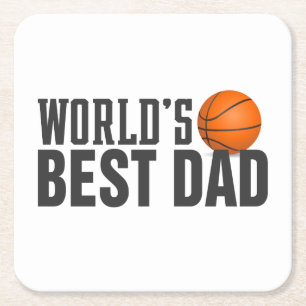 World's Best Dad Typography Basketball   Coaster