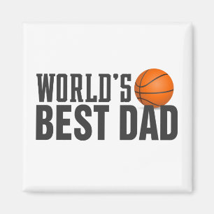 World's Best Dad Typography Basketball   Magnet