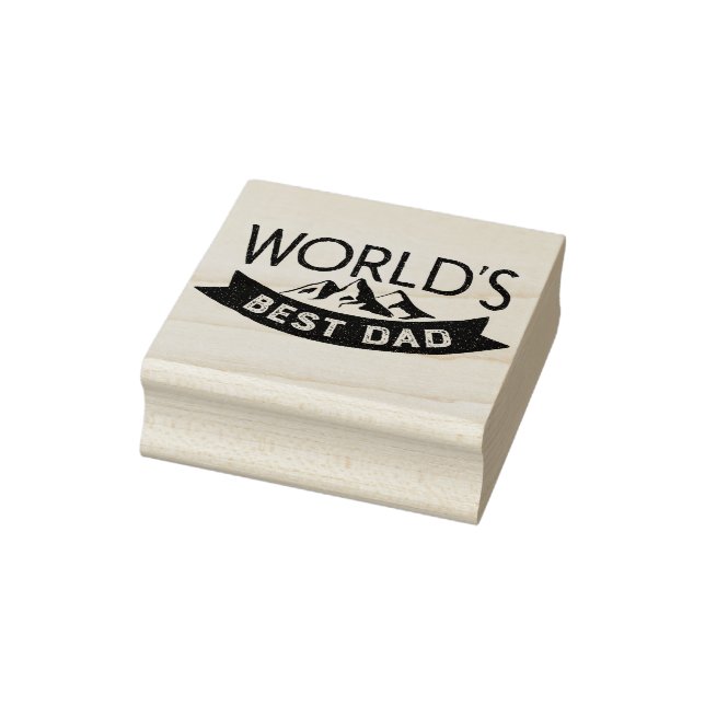World's Best Dad typography Father's Day Rubber Stamp (Stamp)