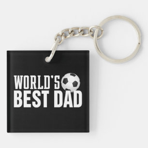 World's Best Dad Typography Soccer   Keychain