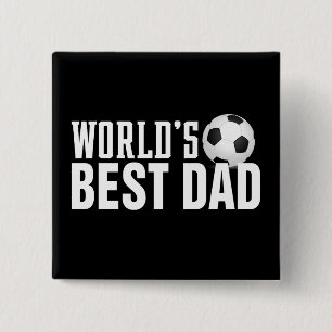 World's Best Dad Typography Soccer Pin Button