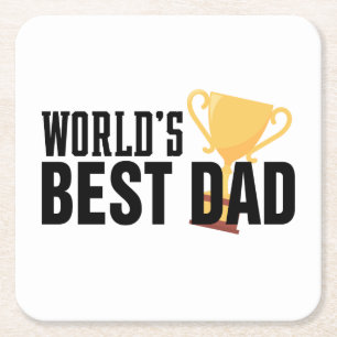 World's Best Dad Typography Trophy   Coaster