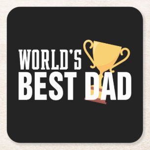 World's Best Dad Typography Trophy   Coaster