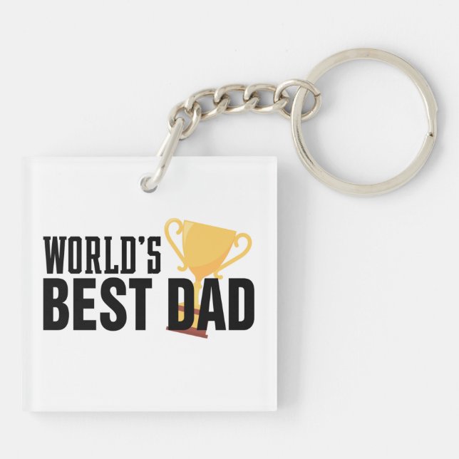 World's Best Dad Typography Trophy | Keychain (Back)