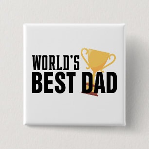 World's Best Dad Typography Trophy Pin Button