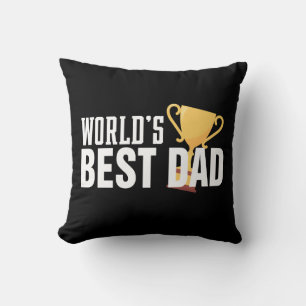 World's Best Dad Typography Trophy   Throw Pillow