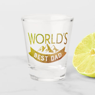World's Best Dad Typography Vintage Mountains Shot Glass