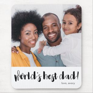 World's Best Dad Typography with Photo and Name Mouse Pad
