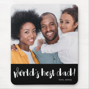 World's Best Dad Typography with Photo and Name Mouse Pad