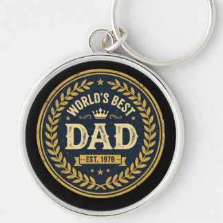 World's Best Dad Vintage Badge Father's Day T-Shir Keychain