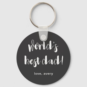 World's Best Dad White Typography with Name Grey Keychain