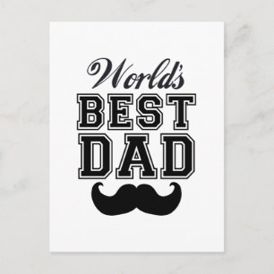 World's best dad with moustache postcard