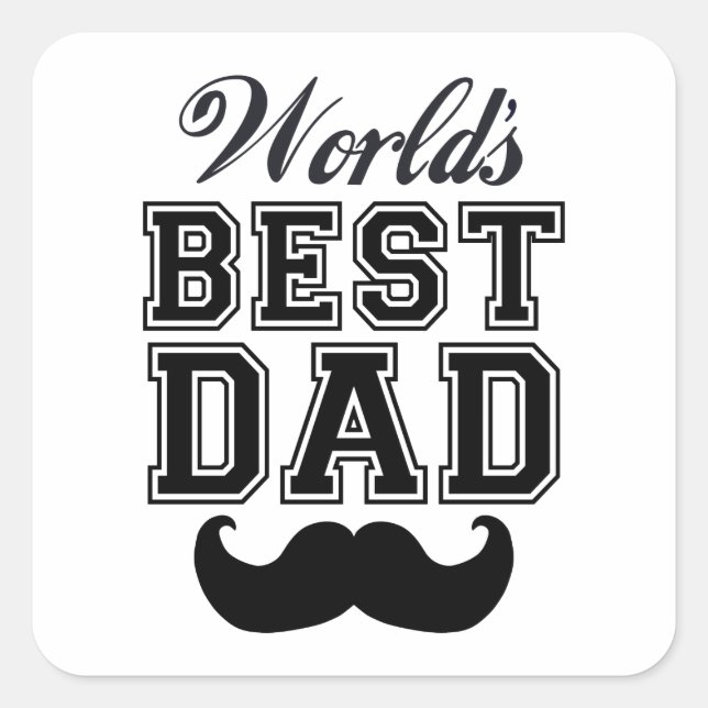 World's best dad with moustache square sticker (Front)