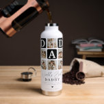 World's Best Daddy Modern Multi Photo Grid Water Bottle<br><div class="desc">Create your very own personalized DAD Water bottle with this modern multi-photo grid collage and text. Design features 6 Photographs in curved corner squares with the text DAD in trendy black blocks that can be changed to any colour. The text reads 'World's Best Daddy' with a cute father quote that...</div>