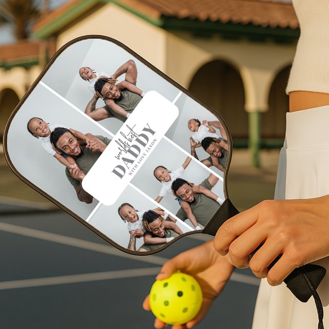 Worlds Best Daddy | Photo Collage Pickleball Paddle (Creator Uploaded)