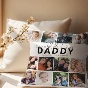 Worlds Best Daddy Photo Collage Throw Pillow